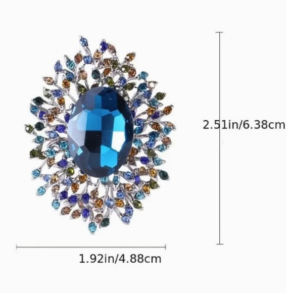 NEW BLUE FACETED SAPPHIRE FASHION JEWELRY MULTI COLORED SHINY BROOCH/SCARF PIN - Picture 3 of 5